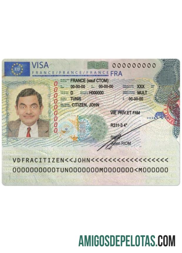 Visto Schengen para a França (2018 – presente) exemplo